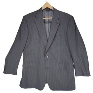 Vtg Brooks Brothers Sport Coat 44R Men Gray‎ Pinstripe Single Breast USA READ